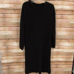 IBELL Zhang Black V-Neck Hooded Dress women's M